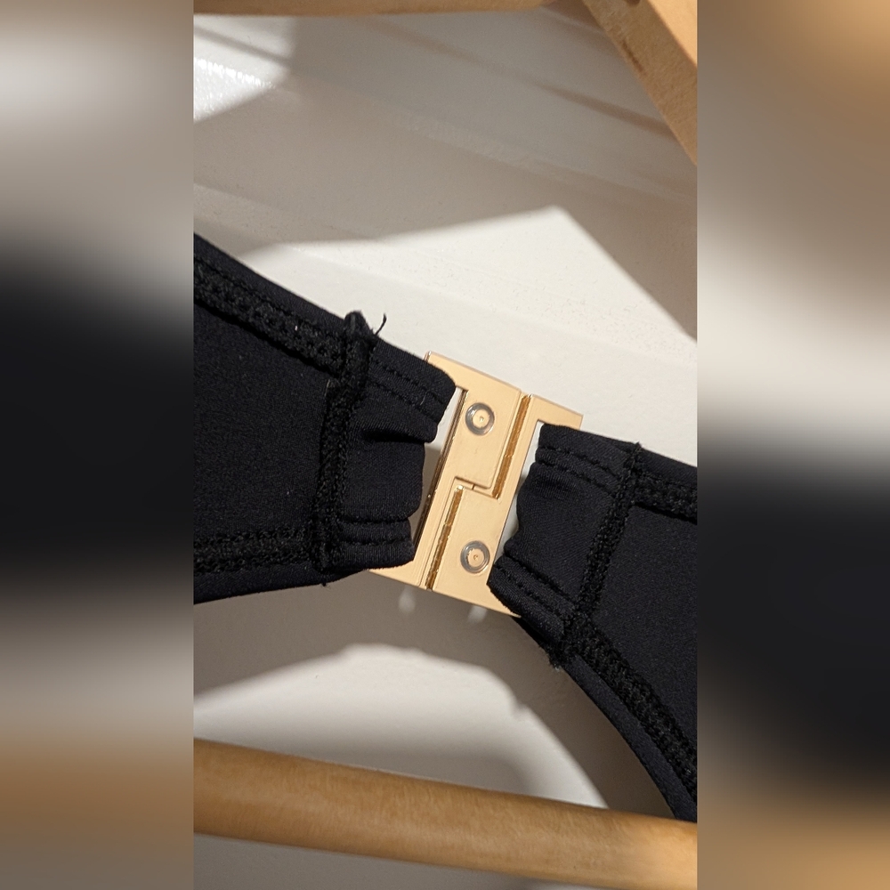 River Island Black & Gold Swimsuit Buckle Plunge - Never Worn - Picture 3 of 10